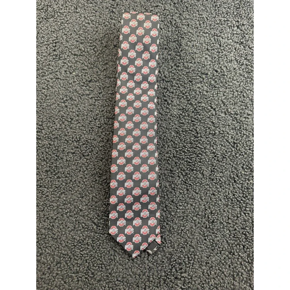 Ohio State University OSU Tie 100% Silk Black Block O Logo Donegal Bay Mens